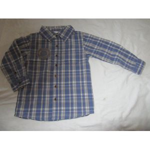 dirkje , jongen, overhemd , geruit , blauw /beige , 80 - 12 maand