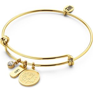 CO88 Collection Zodiac 8CB 90286 Stalen Armband met Hangers - Sterrenbeeld Leeuw - One-size - Goudkleurig