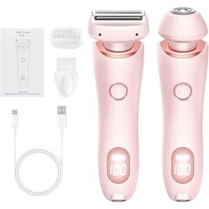 Elektrisch scheerapparaat voor dames - 2-in-1 nat/droog waterdicht ontwerp - USB oplaadbaar - Geschikt voor gezicht, bikini, benen, armen, lichaam en oksels - Roze