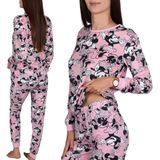 DISNEY Minnie Mouse VELOURS, tweedelige pyjama voor dames, WARME pyjama met lange mouwen