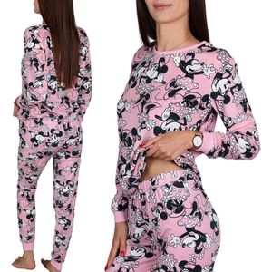 DISNEY Minnie Mouse VELOURS, tweedelige pyjama voor dames, WARME pyjama met lange mouwen