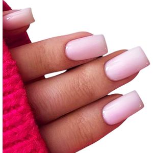 Nepnagels met Lijm - Nepnagels Roze - Nude - Nep Nagels Roze - Gekleurd - Lang - Plaknagels - Roze - Nude - Square - Press on Nails - Nepnagels - Nagellijm