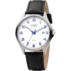 Olympic OL26HTL212 Ferrara Horloge - Leer - Zwart - 40mm