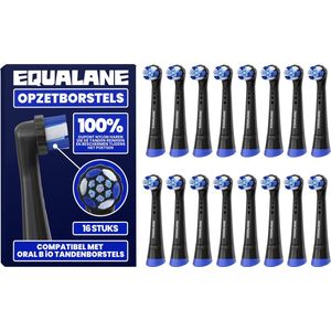 EQUALANE - Opzetborstels geschikt voor Oral B iO tandenborstels - Zwart - 16 Stuks