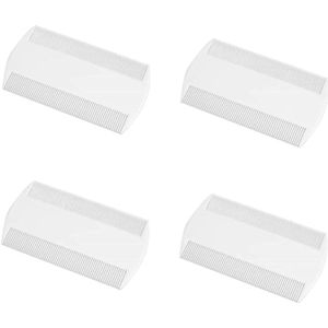 Allecto Plus - Kammen tegen luizen 4 stuks duurzaam dubbelzijdig netkammen voor hoofdluis - Fijntandige hoofdluiskam voor kinderen volwassenen huisdieren wit