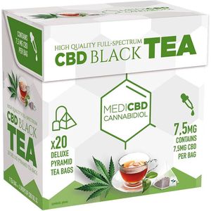 3 x MediCBD Black Thee (Box of 20 Pyramid Teabags) – 7.5mg CBD