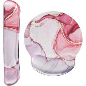 Keyboard Wrist Rest Pad and Mouse Pad Wrist Support Ergonomic Raised Memory Foam Non Slip PU Rubber Base Pain Relief School Supplies for Office Computer Laptop Typist Gamer Cloudy Pink - content - Need - supplies - pink .