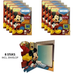Disney - Mickey Mouse - Uitnodigingen met envelop - uitnodigingskaarten - 8 Kaarten verjaardag - Kinderfeest - Verjaardag - Wenskaarten.