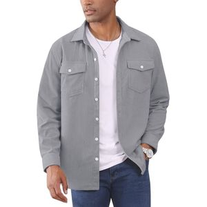 Lichtgewicht Corduroy Overhemdjack voor Heren met Lange Mouwen en Knoopsluiting