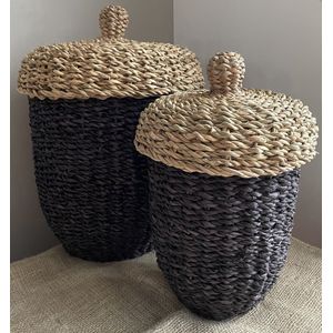 Opbergmanden set van 2 Eikel - Herfst - Opberger - Opbergmand - Kinderkamer - Babykamer - Baby / Kind - Decoratief - Decoratie mand / manden - Interieur - Woonaccessoires - Woonaccessoire - Living - Speelgoedmand / Speelgoed - Herfst - Najaar - Mooi