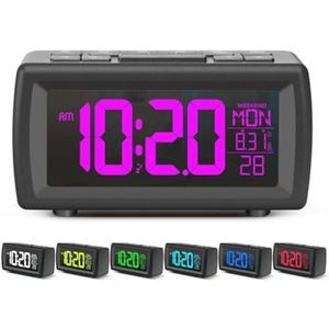Digitale Alarmklok met Groot LED Scherm en FM Radio - Dubbele Voeding (USB-C/3xAAA)