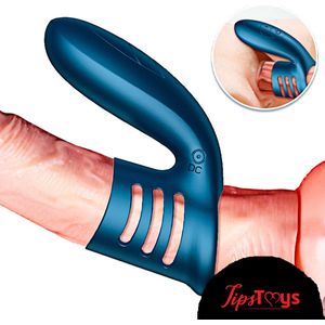 TipsToys Cockring Heftige Tril Functie Penis ring Clitoris Tepels Vibrator- Sex Toys Mannen Blauw