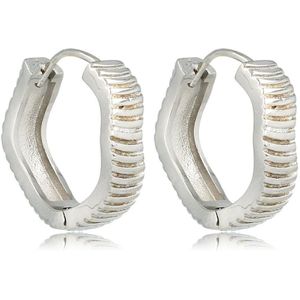 Zilveren oorringen met ribbels 20x5 mm - Zilveren oorringen met platte ribbels 20x5 mm - Met luxe cadeauverpakking