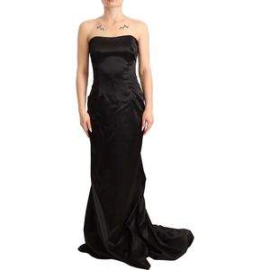 Zwarte zijde stretch schede zeemeermin jurk jurk