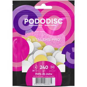Staleks PODODISC PDFS-25-240 Witte refillpads 50 Stuks maat L (25mm) Grit 240