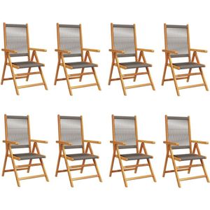 vidaXL Tuinstoelen 8 st verstelbaar massief acaciahout grijs - Tuinstoel - Tuinstoelen - Inklapbare Tuinstoel - Tuin Stoel