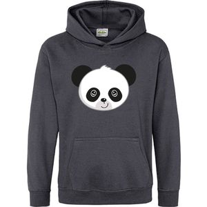 Pixeline Hoodie Panda Face Grijs 5-6 jaar - Pixeline - Trui - Stoer - Dier - Kinderkleding - Hoodie - Dierenprint - Animal - Kleding