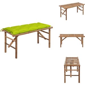 vidaXL Tuinbank - Tuinbanken - Terrasbank - Terrasbanken - Tuinbank inklapbaar met kussen 118 cm bamboe