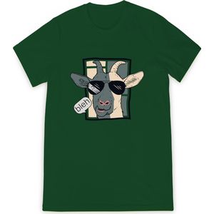 T Shirt Jongens - T Shirt Meisjes - Grappige Cartoon Geit Bleh - Groen - Maat 116
