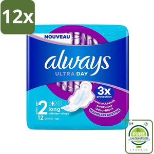 Always Ultra Day - Maandverband - Lang Met Vleugels - 12 Maandverbandjes - Voordeelverpakking - 12 stuks - Maandverband - Always Ultra