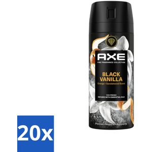 AXE - Deodorant Spray - Black Vanilla - Zoet & Kruidig - Verzorgend - 150 ml - Bulkverpakking - 20 stuks
