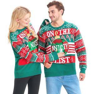 Giggling Getup Lelijke kersttruien voor heren, ondeugende kersttrui met pailletten, grappige lelijke kersttrui groen