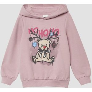 Sweatshirt - Glitter Kerstprint - Katoenmix - Met Gevoerde Capuchon