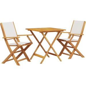 vidaXL 3-delige Bistroset stof en massief hout crèmewit - Bistroset - Bistrosets - Loungeset - Tuinset