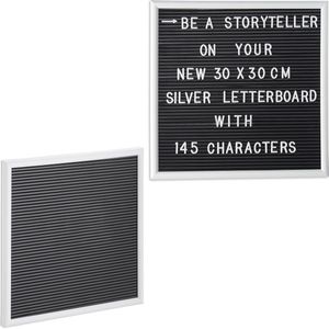 Relaxdays 2x letterbord 30x30 - decoratie - memoboard - letter board - vierkant