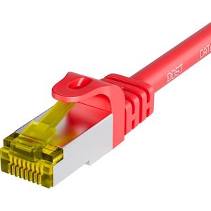 Qost - CAT7 10G internetkabel - SFTP PIMF - 10 Gbps / 500 MHz - 100% koper - RJ45 Connectoren - Patchkabel / Netwerkkabel - 0.25 meter - Rood