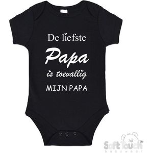 100% katoenen Romper ""De liefste papa is toevallig mijn papa"" Unisex Katoen Zwart/wit Maat 62/68