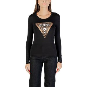 Guess - Long Sleeve Printed Round Neck T-Shirt - Zwart - Dames