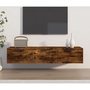 The Living Store Zwevende Wandkast - 102 x 30 x 20 cm - Gerookt Eiken - Hoge Kwaliteit