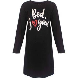 Temptation Dames Nachthemd - Ronde Hals - Bigshirt - Zwart - Maat L