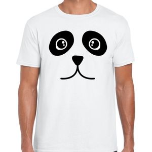 Panda / pandabeer gezicht verkleed t-shirt wit voor heren - Carnaval fun shirt / kleding / kostuum S