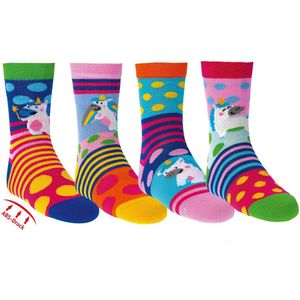 Kindersokken 23-26 | antislip | badstof gevoerd | thema eenhoorn | grappige sokken | vrolijke sokken | per 3 paar
