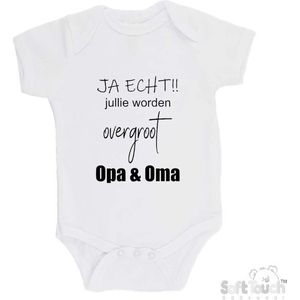 100% katoenen Romper ""JA ECHT!! jullie worden overgroot Opa & Oma"" Jongens Katoen Wit/zwart Maat 62/68