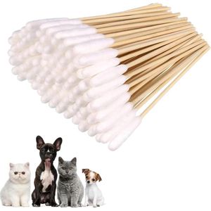 Inovra - Wattenstaafjes voor hondenoren - 50 stuks (15 cm) - Reiniging van hondenoren met katoenen lange wattenstaafjes . - Wattenstaafjes
