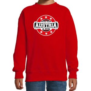 Have fear Austria is here sweater met sterren embleem in de kleuren van de Oostenrijkse vlag - rood - kids - Oostenrijk supporter / Oostenrijks elftal fan trui / EK / WK / kleding 98/104