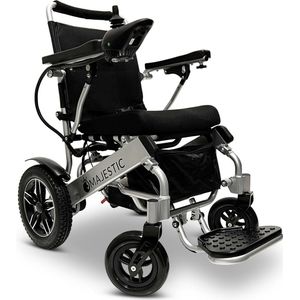 COMFYGO IQ-8000 Elektrische rolstoel, Lichtgewicht, Draadloze afstandsbediening, Handmatig opvouwbaar, Niet achterover leunen, 12AH Li-ion, tot 20km, 45cm, Zilver frame & Standaard fabric