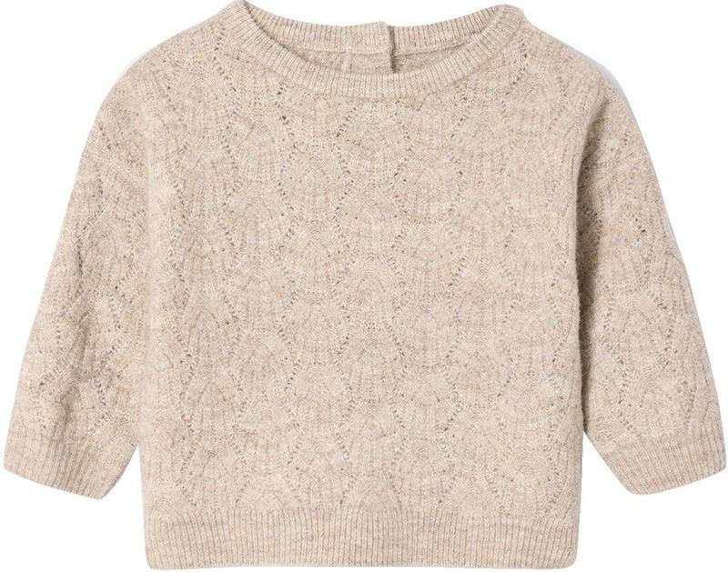 Baby - Trui - Beige - Fantasie Breisel met Ajourwerking
