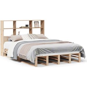 vidaXL - Bed - met - boekenkast - zonder - matras - massief - hout - 140x190 - cm