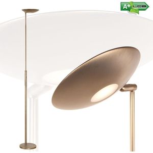 Bronzen staande lamp met dimmer Geneva | 1 lichts | brons / bruin | metaal | 184 cm hoog | vloerlamp / woonkamer lamp | modern / functioneel design