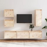 The Living Store TV meubel Wood - 6 Delig - 60x30x35 cm - Hangend