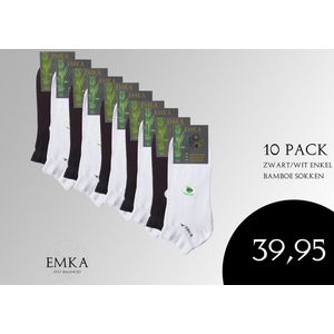 10 Paar Enkel Zomer Sokken | Sneaker Socks | Kleur Zwart/wit Multipack Unisex | Heren | Dames