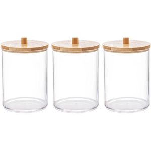 3-delige ronde houder voor wattenstaafjes, badkamerset voor wattenstaafjes, dispenser voor cosmetische watten, poederdonsdoos, doos voor tandzijde, opbergdoos voor cosmetische monsters, opbergdoos voor haarband en sieraden
