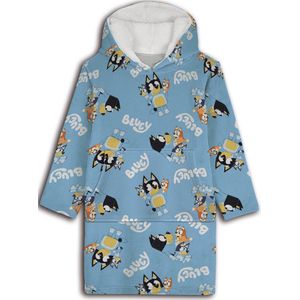 Bluey Plaid Sweatshirt, kindermaat, oversized poncho met lange mouwen van zacht flanel met sherpavoering en capuchon. One Size Fits All (kinderen)