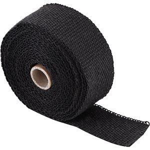 5M uitlaat warmtewrap, zwarte hoge warmte-isolatie uitlaatpijp wrap tape doek met metalen strips geschikt voor elk voertuig met uitlaat