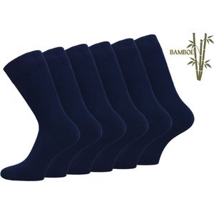 6 paar SQOTTON® Bamboe sokken - Naadloos - Heren & Dames - Marineblauw - Maat 39-42