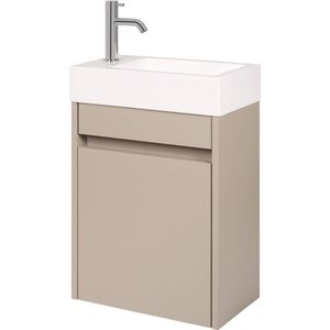 Saqu Florence Toiletmeubel - 40,5x22x59 cm - Voorgemonteerd - in Mat Grijs met Fontein Links - Fonteinmeubel - WC Kastje - WC Meubel